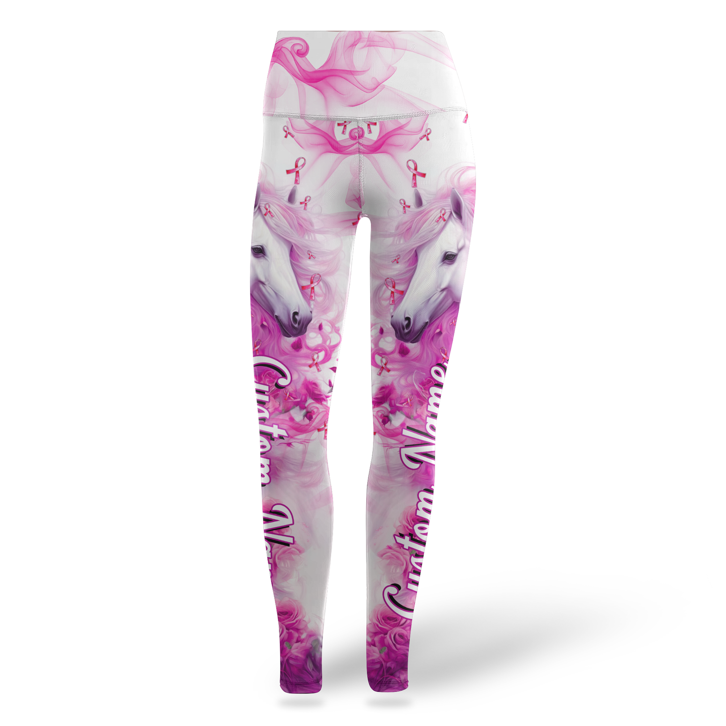 Personalized "Never Give Up" Pink Ribbon Workout Outfit, Custom Choo