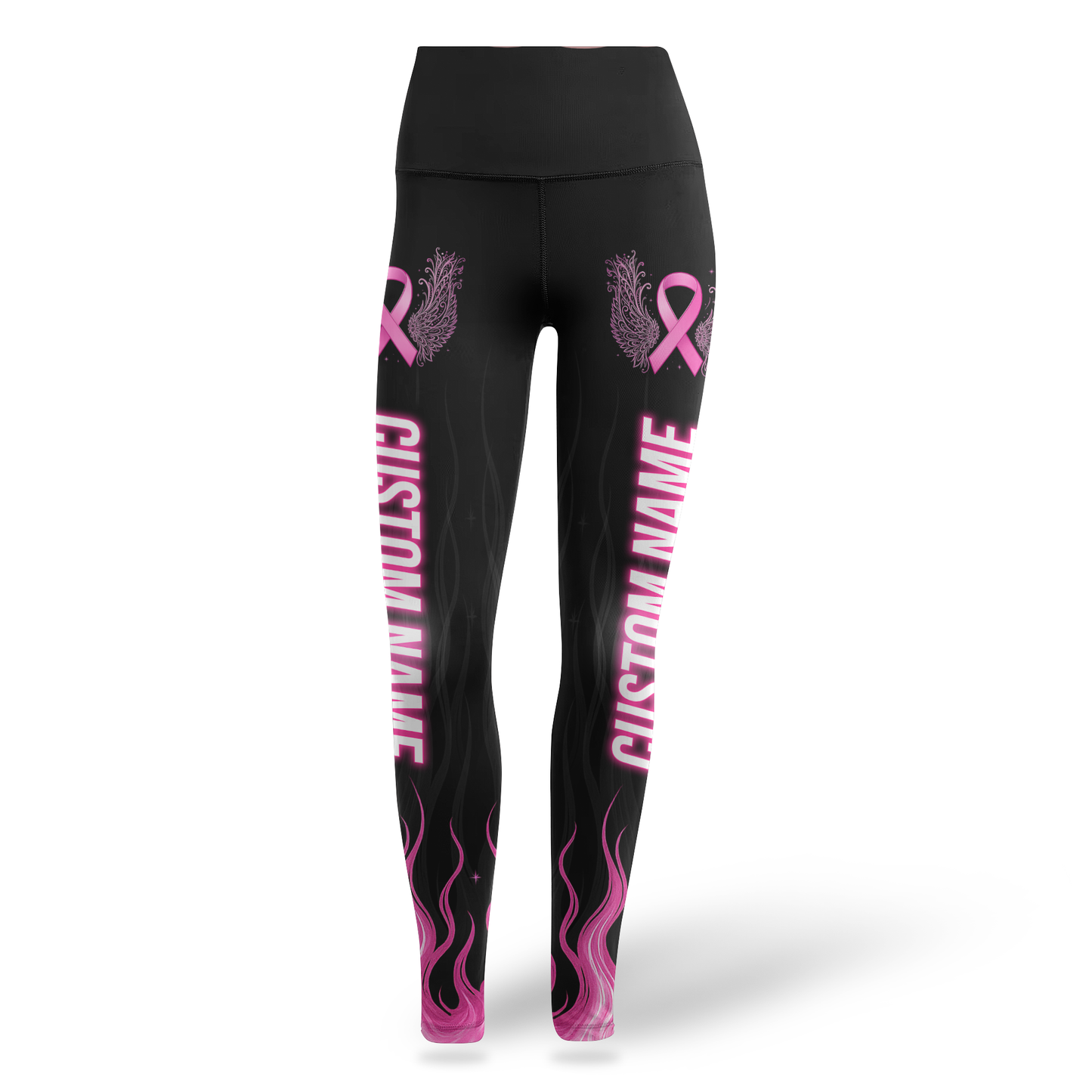 Personalized "Faith Over Fear" Breast Cancer Awareness Legging and Hollow Tank Set, Custom Choo
