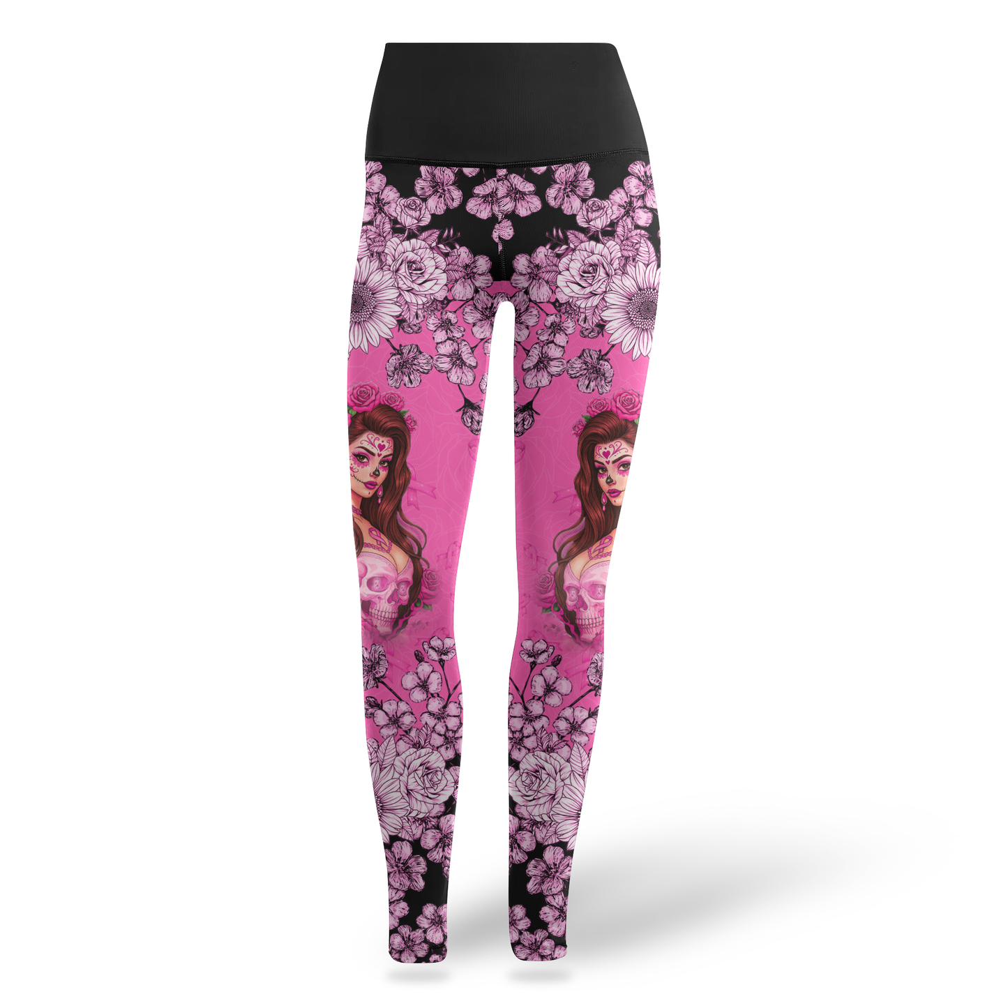 Fight Like A Girl Skull Floral - Combo Legging Breast Cancer Awareness