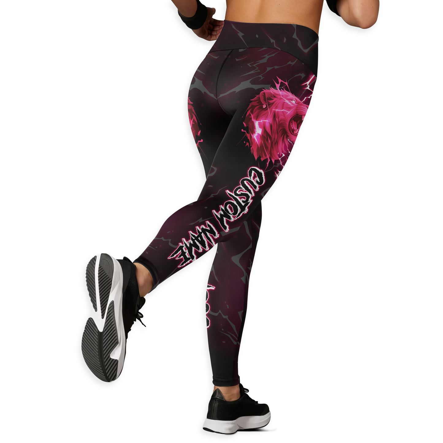 Breast Cancer Awareness Fierce Pink Lion & Lightning Leggings and Tank Outfit
