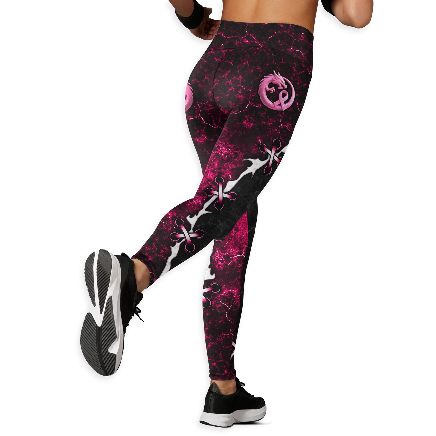 Breast Cancer Awareness Pink Dragon Tank Top and Leggings Set – Women’s Gym & Yoga Outfit, Custom Choo