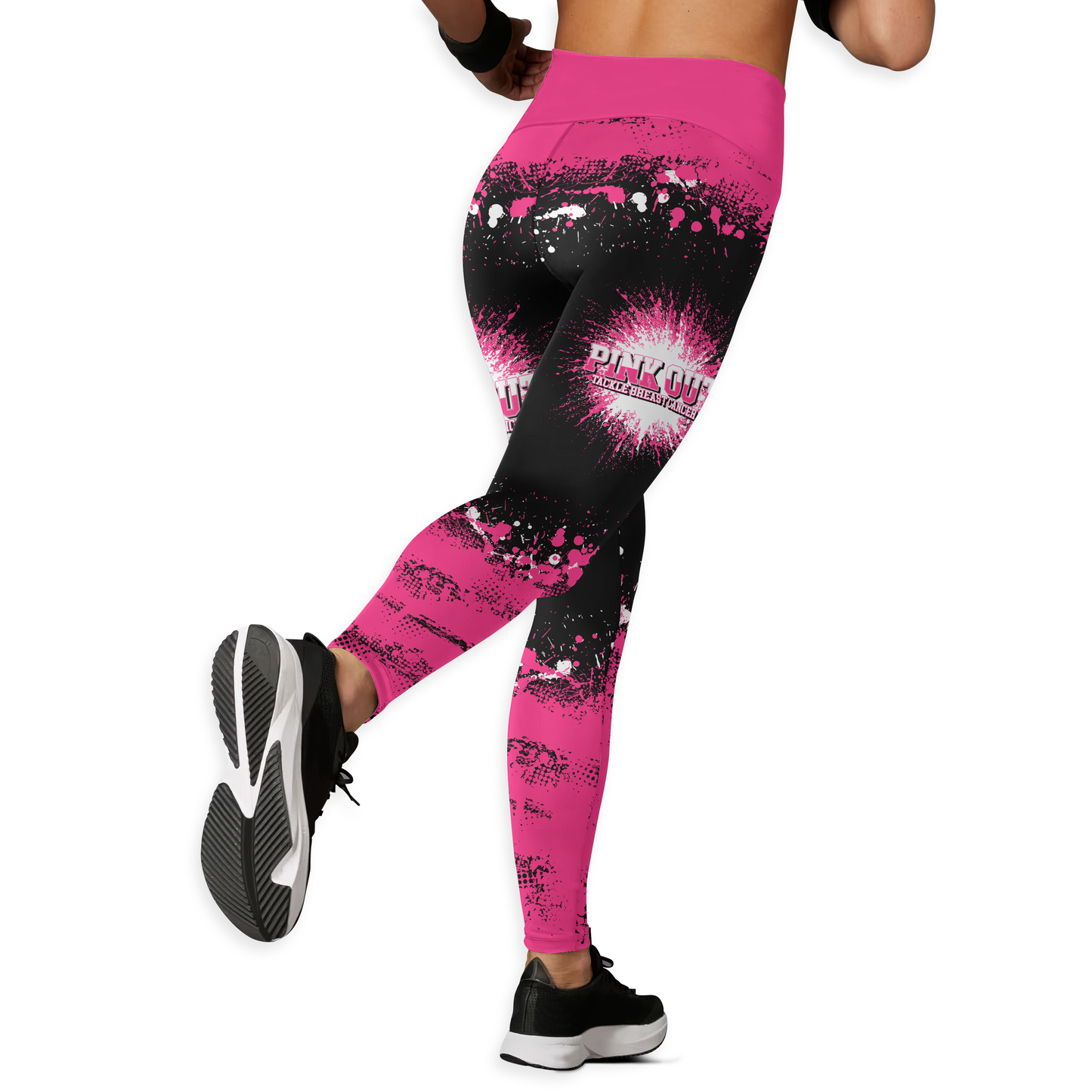 Custom Pink Out Combo – Breast Cancer Awareness Football Tank Top & Leggings Set