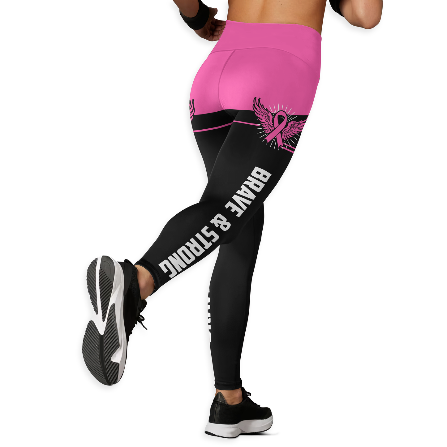 Personalized Breast Cancer Angel of Hope Leggings and Hollow Tank Set, Custom Choo