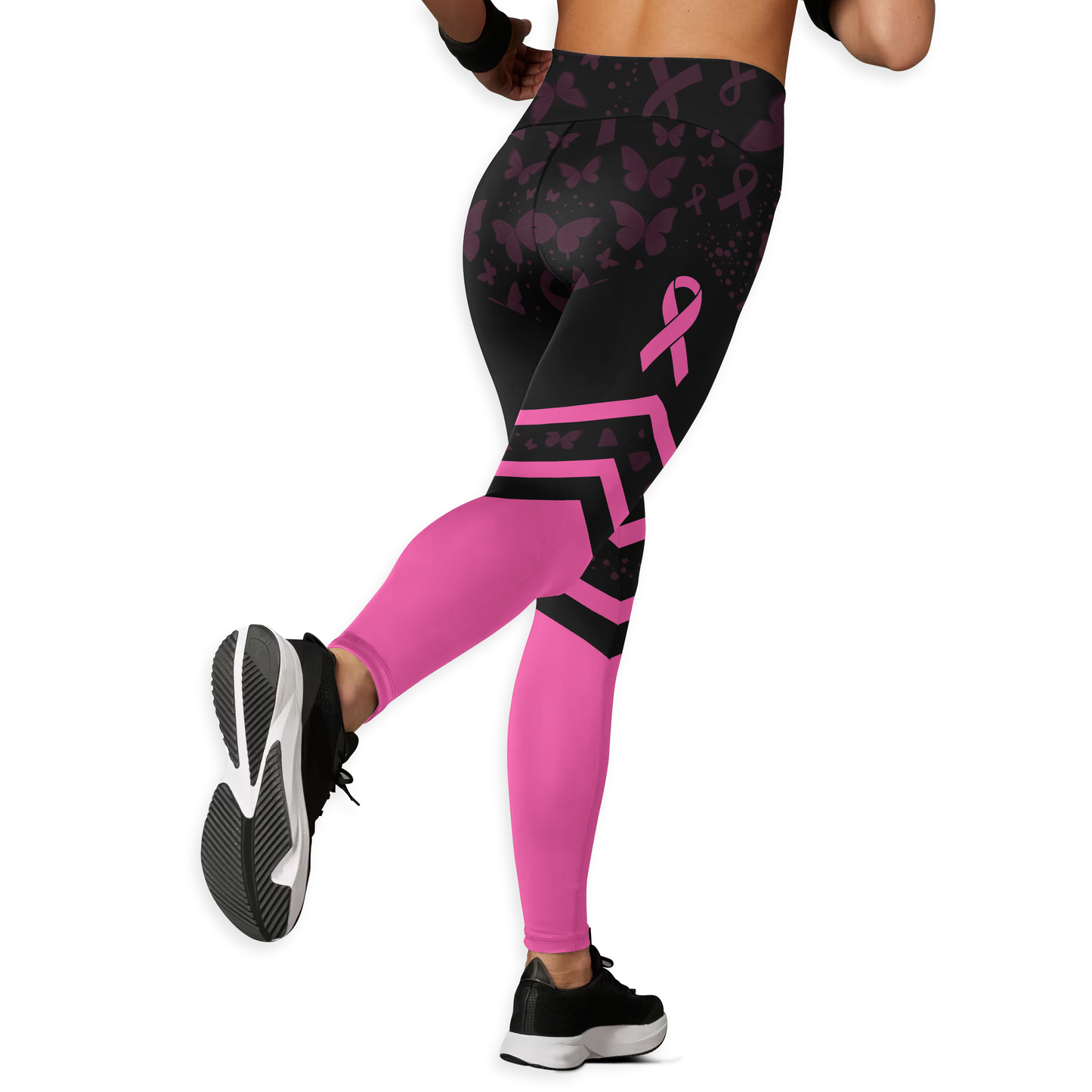 Personalized Pink Ribbon Floral Calavera & Butterfly Leggings and Tank Outfit