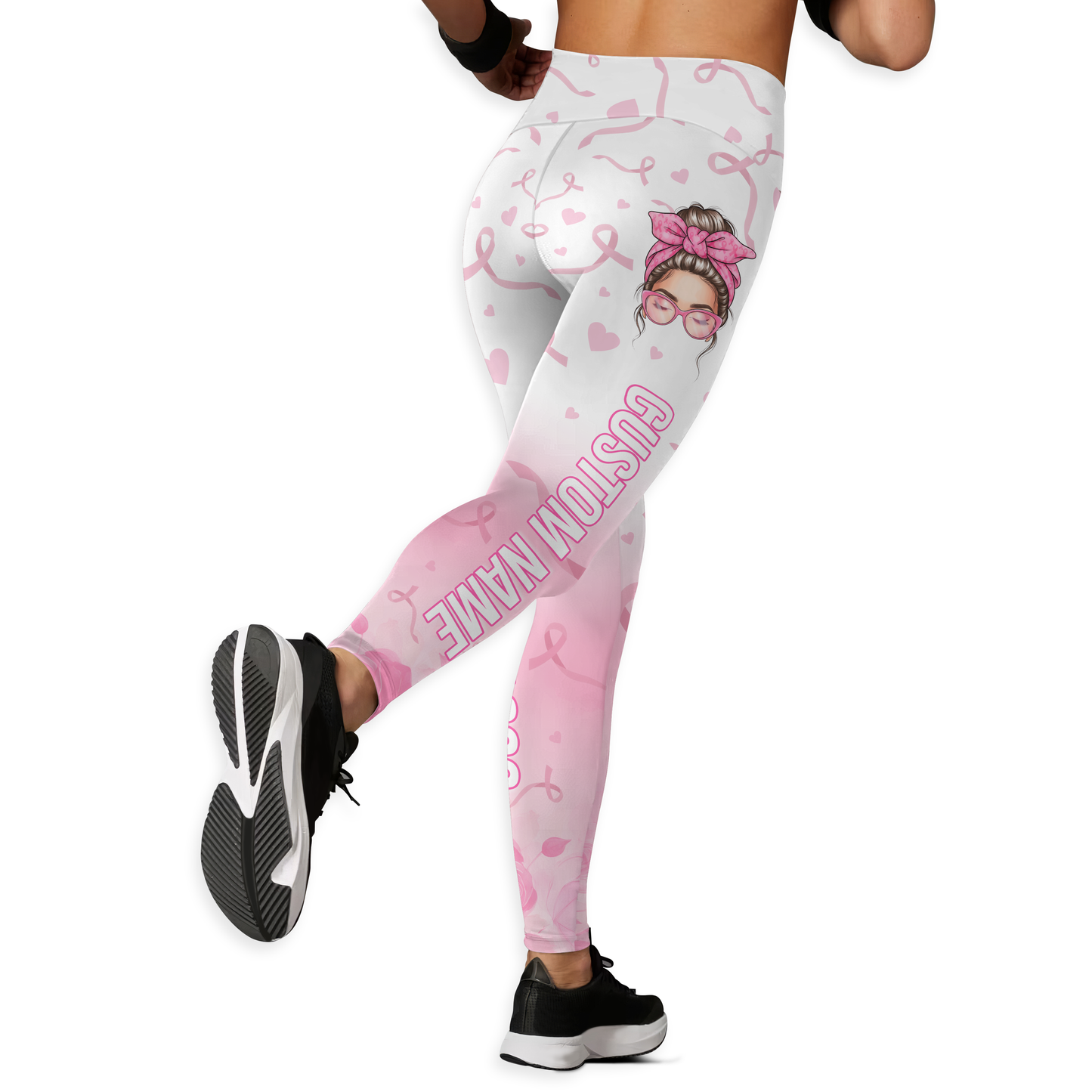 Personalized "Fight Like A Girl" Strong Woman Pink Bandana Leggings and Criss-Cross Tank Set
