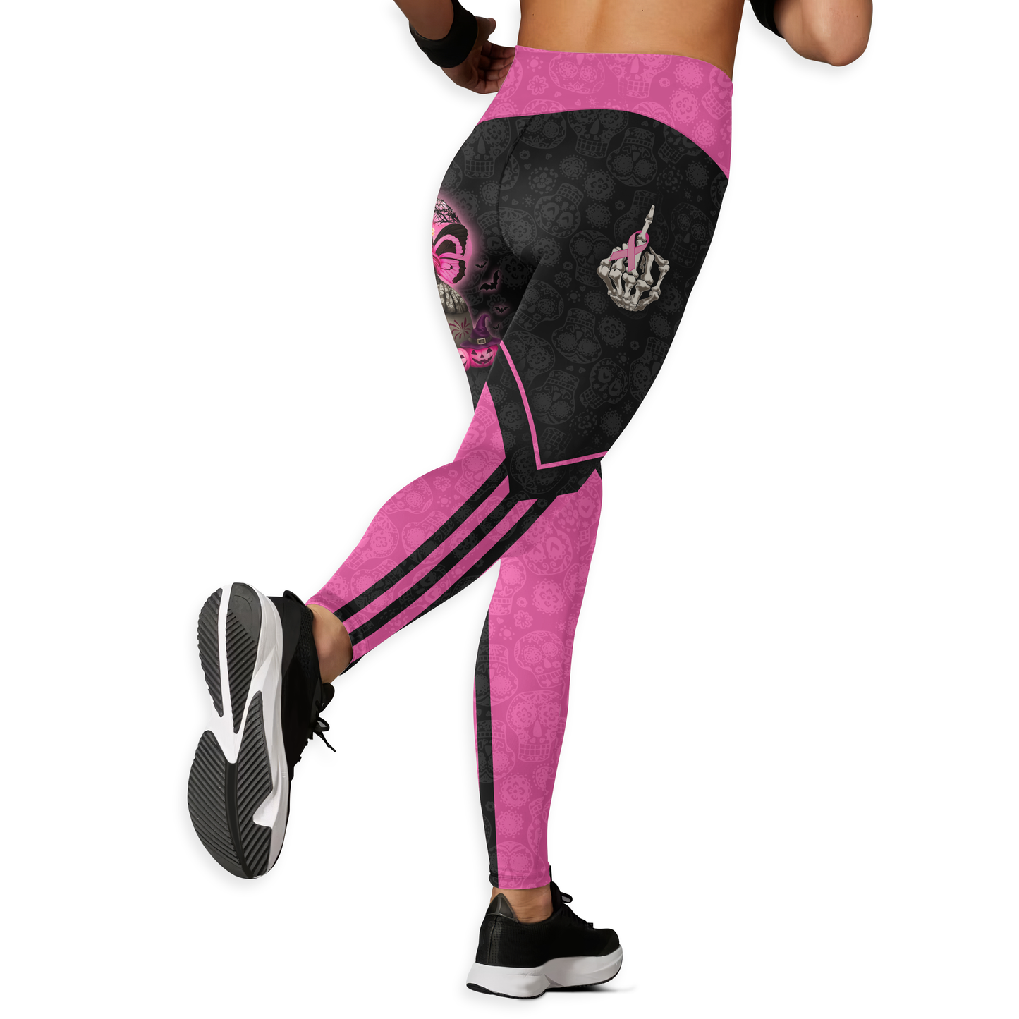 Personalized Sugar Skull Fight Like A Girl - Combo Legging Breast Cancer Awareness