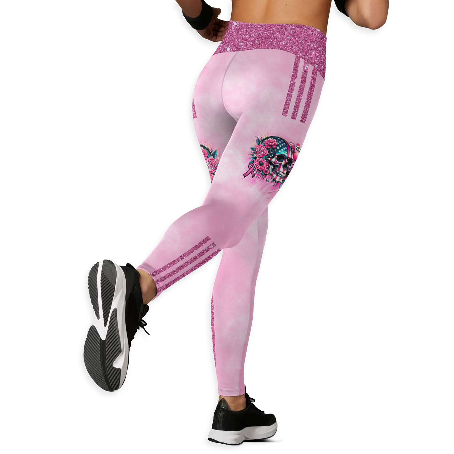 Fight Like A Girl, Breast Cancer Skull - Combo Legging Breast Cancer Awareness, Custom Choo