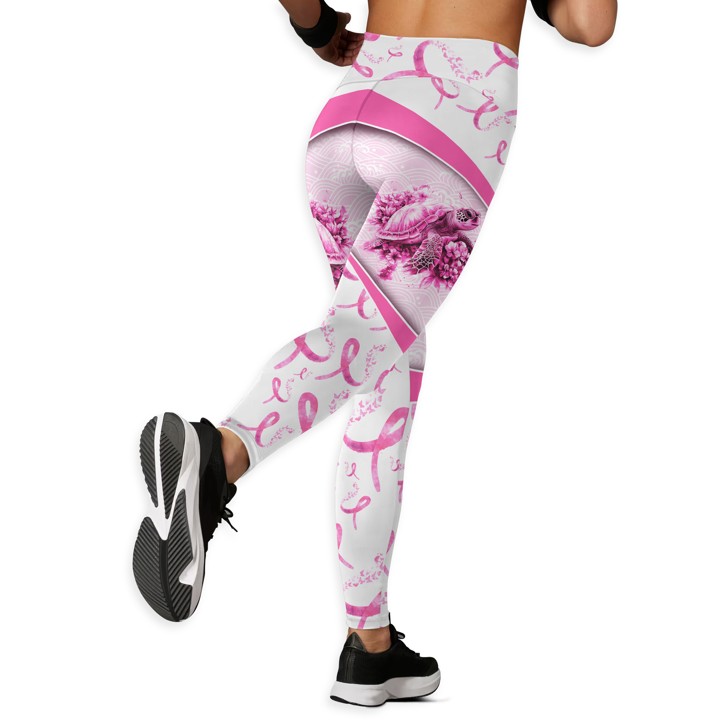 Personalized Breast Cancer Support Tank & Leggings with Turtle Graphic, Custom Choo