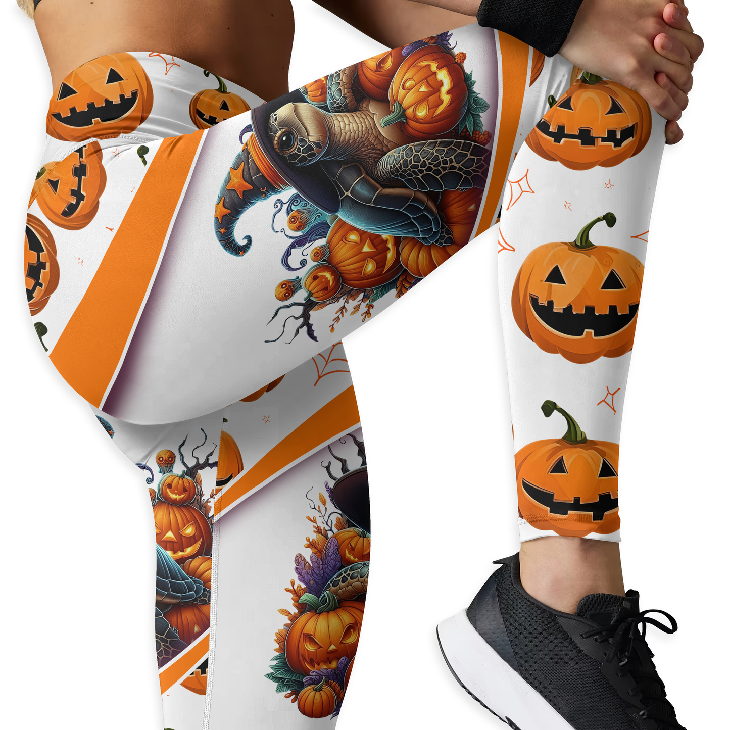 Personalized Turtle Halloween Outfit – Slow But Spooky Pumpkin Tank Top & Leggings Set, Custom Choo