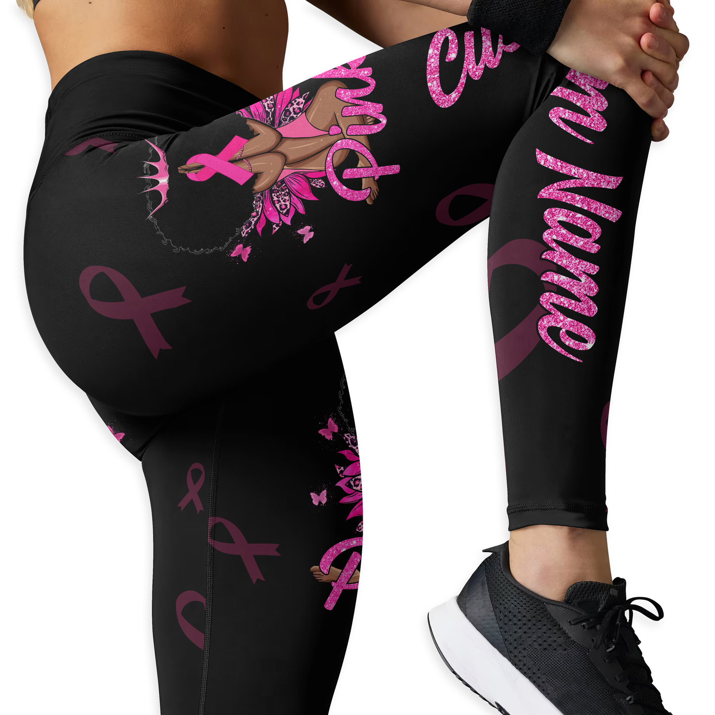 Personalized In October We Wear Pink Black Queen - Leggings and Hollow Tank Set, Custom Choo