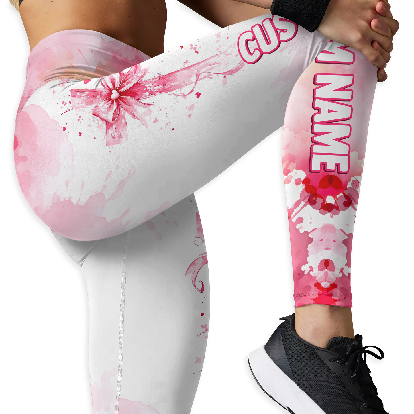 Personalized Breast Cancer Awareness Leggings and Hollow Tank Top Set, Custom Choo