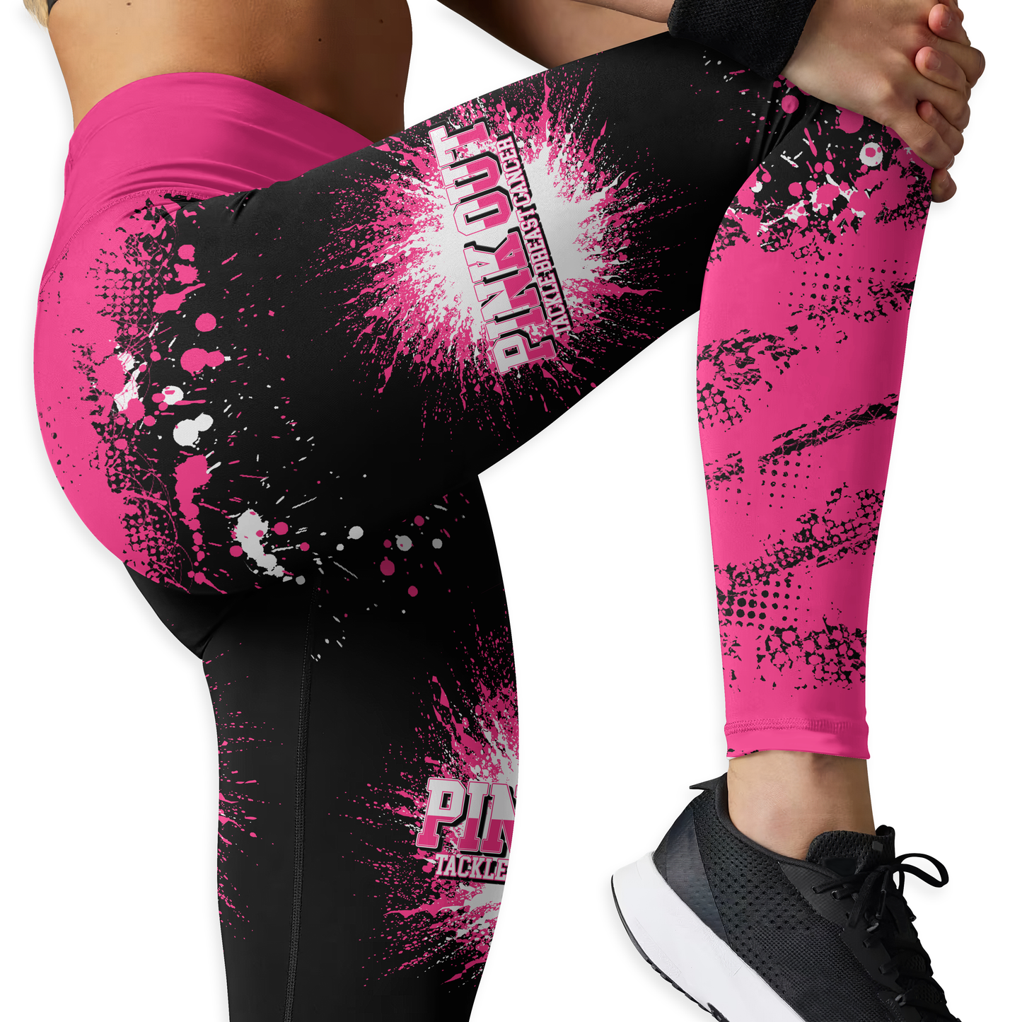 Custom Pink Out Combo – Breast Cancer Awareness Football Tank Top & Leggings Set