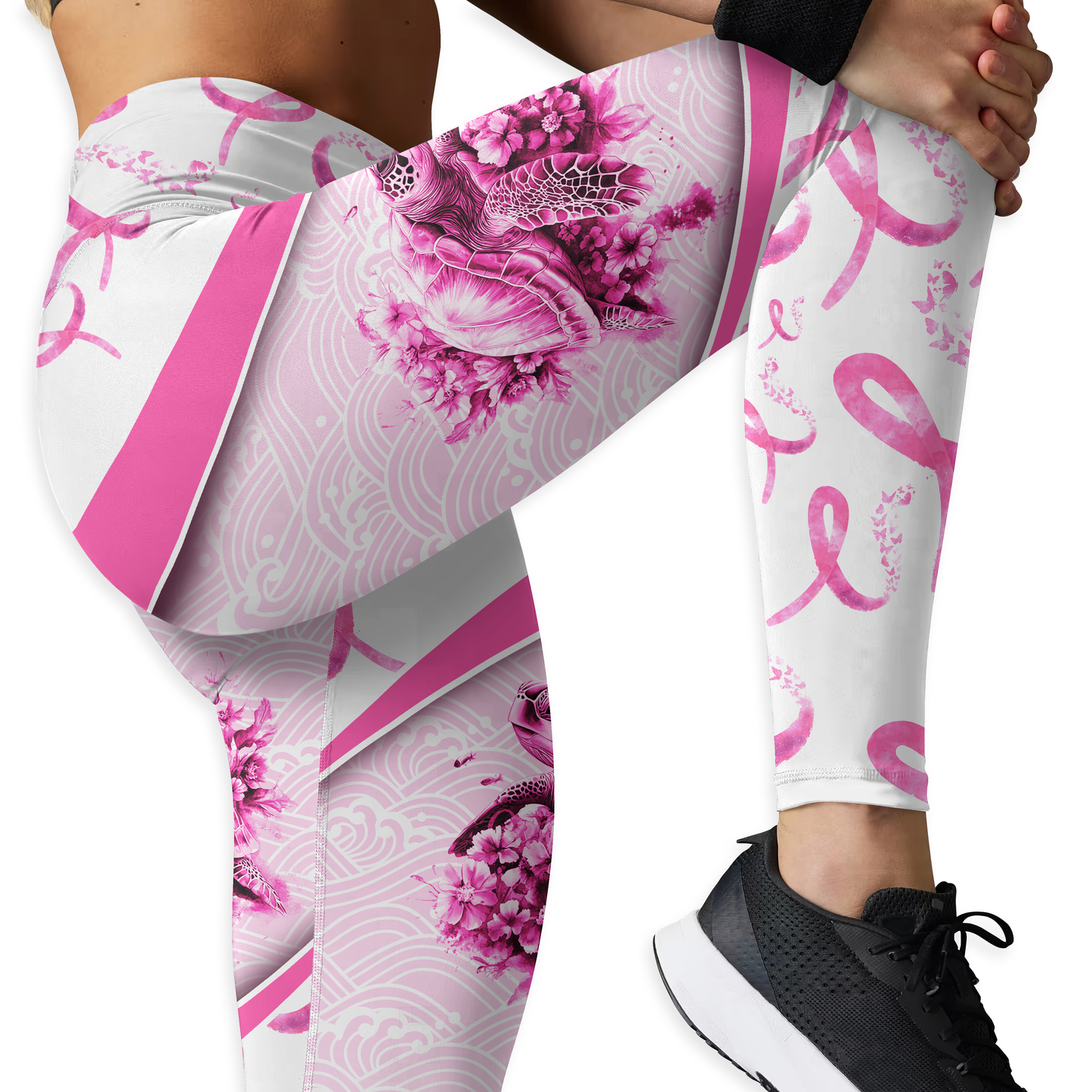 Personalized Breast Cancer Support Tank & Leggings with Turtle Graphic, Custom Choo
