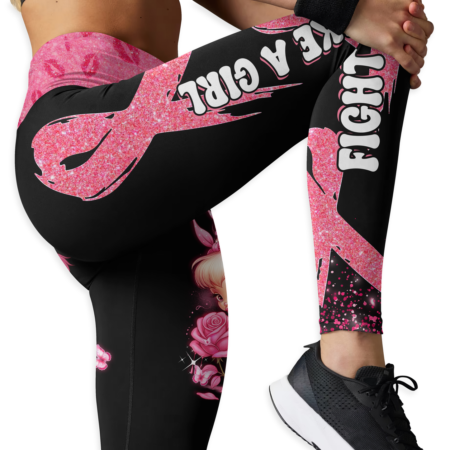 Pink Fairy Fight Like a Girl - Combo Legging Breast Cancer Awareness