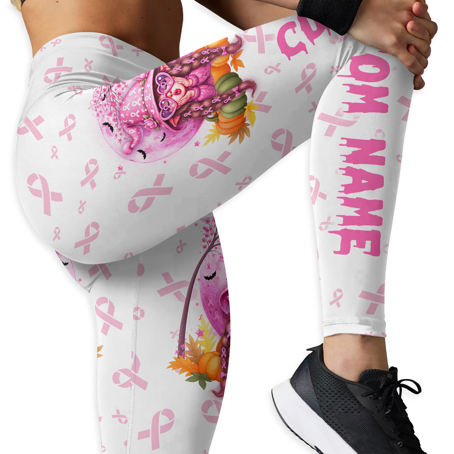 Personalized Breast Cancer Awareness Leggings Set, Custom Choo