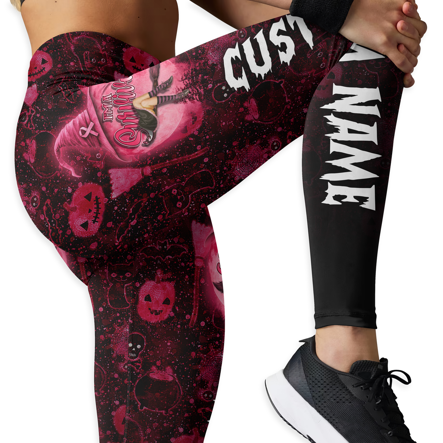 Personalized Breast Cancer Survivor Witch Leggings and Hollow Tank Set, Custom Choo