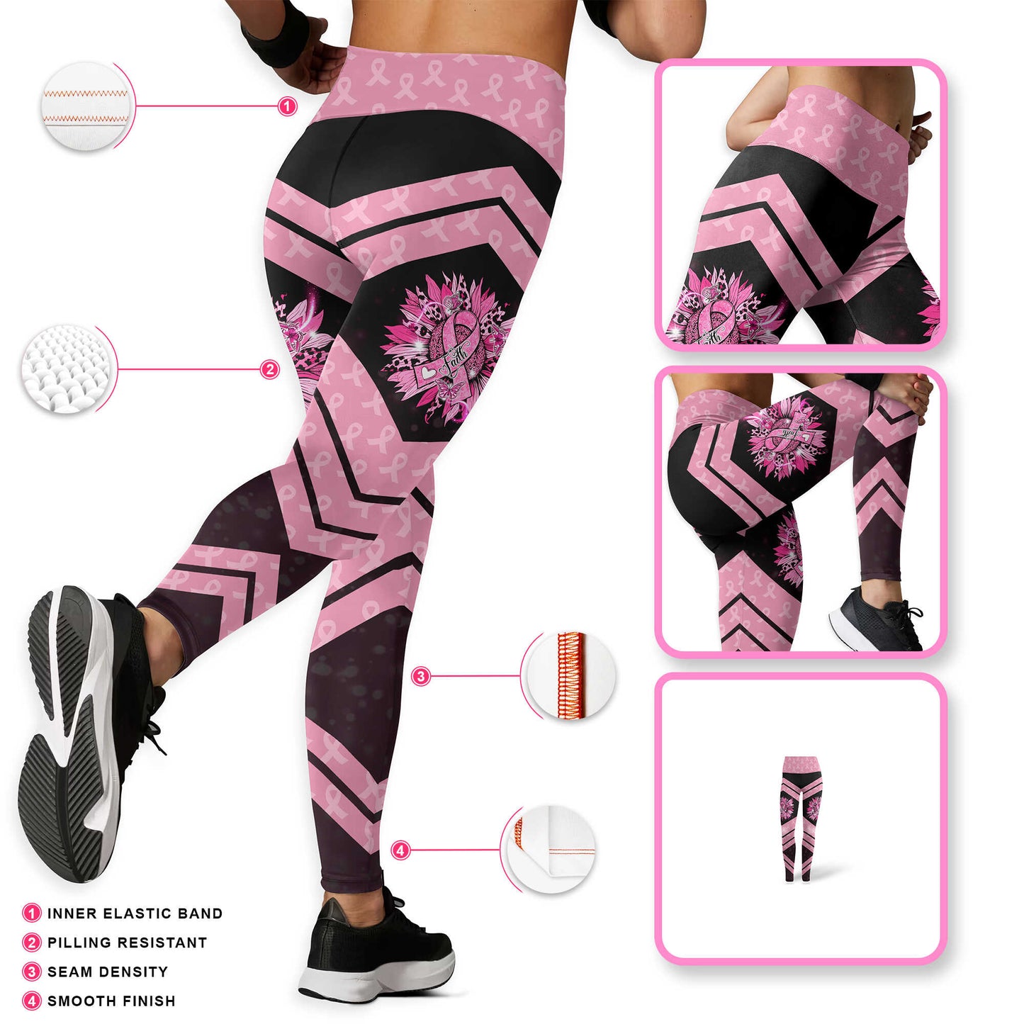 Pink Ribbon Activewear – Breast Cancer Awareness Hollow Tank & Legging Combo