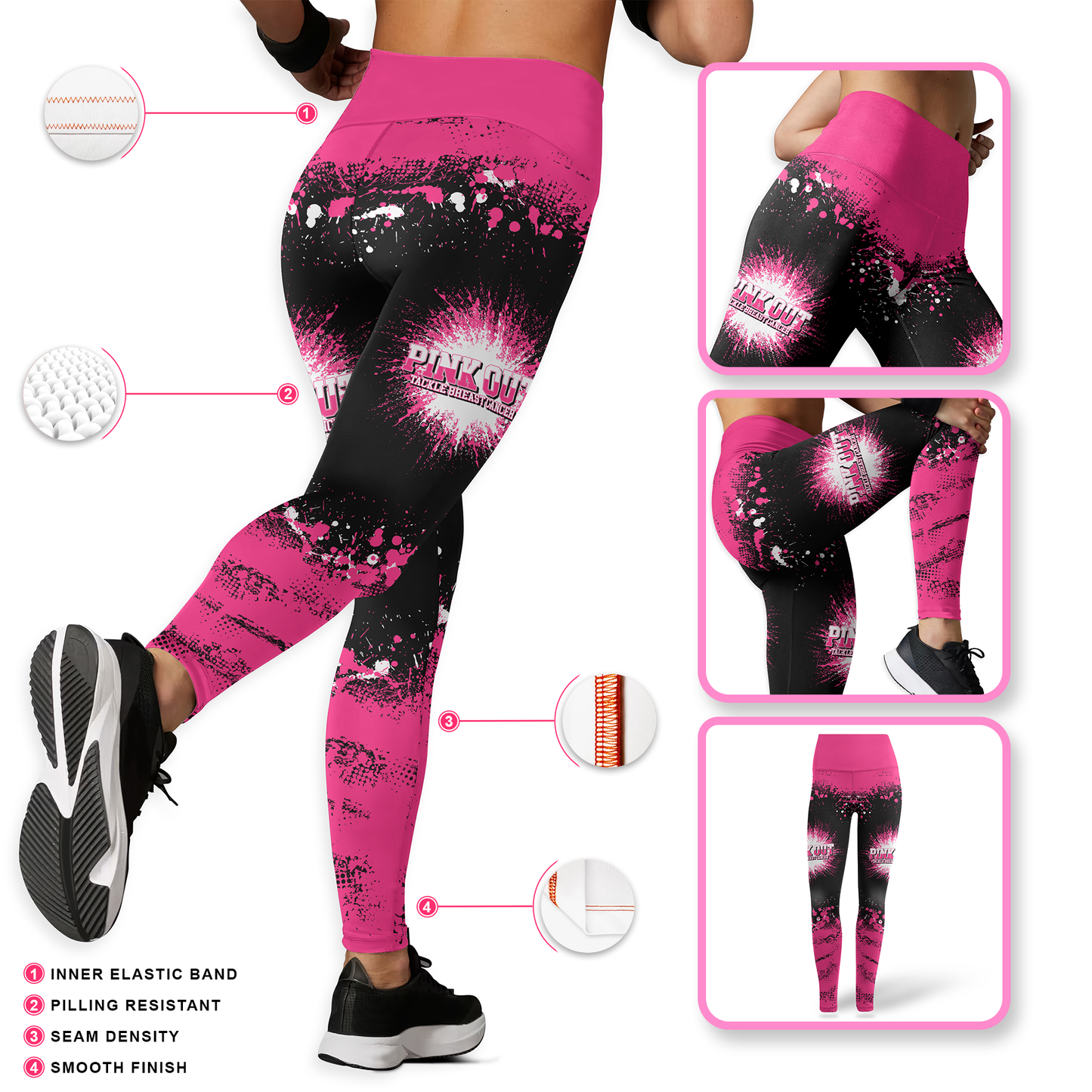 Custom Pink Out Combo – Breast Cancer Awareness Football Tank Top & Leggings Set