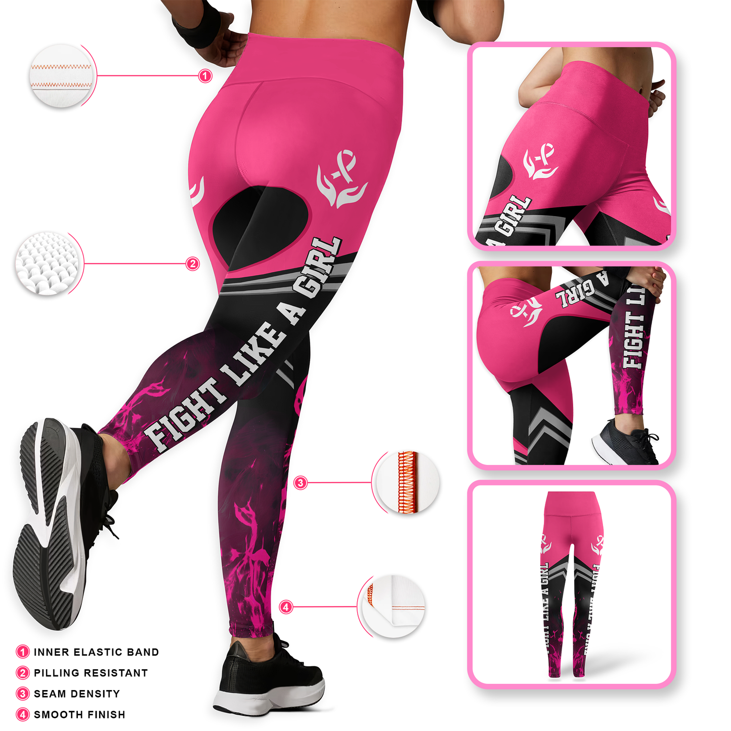 Personalized Fight Like A Fairy Girl - Combo Legging Tanktop Breast Cancer Awareness