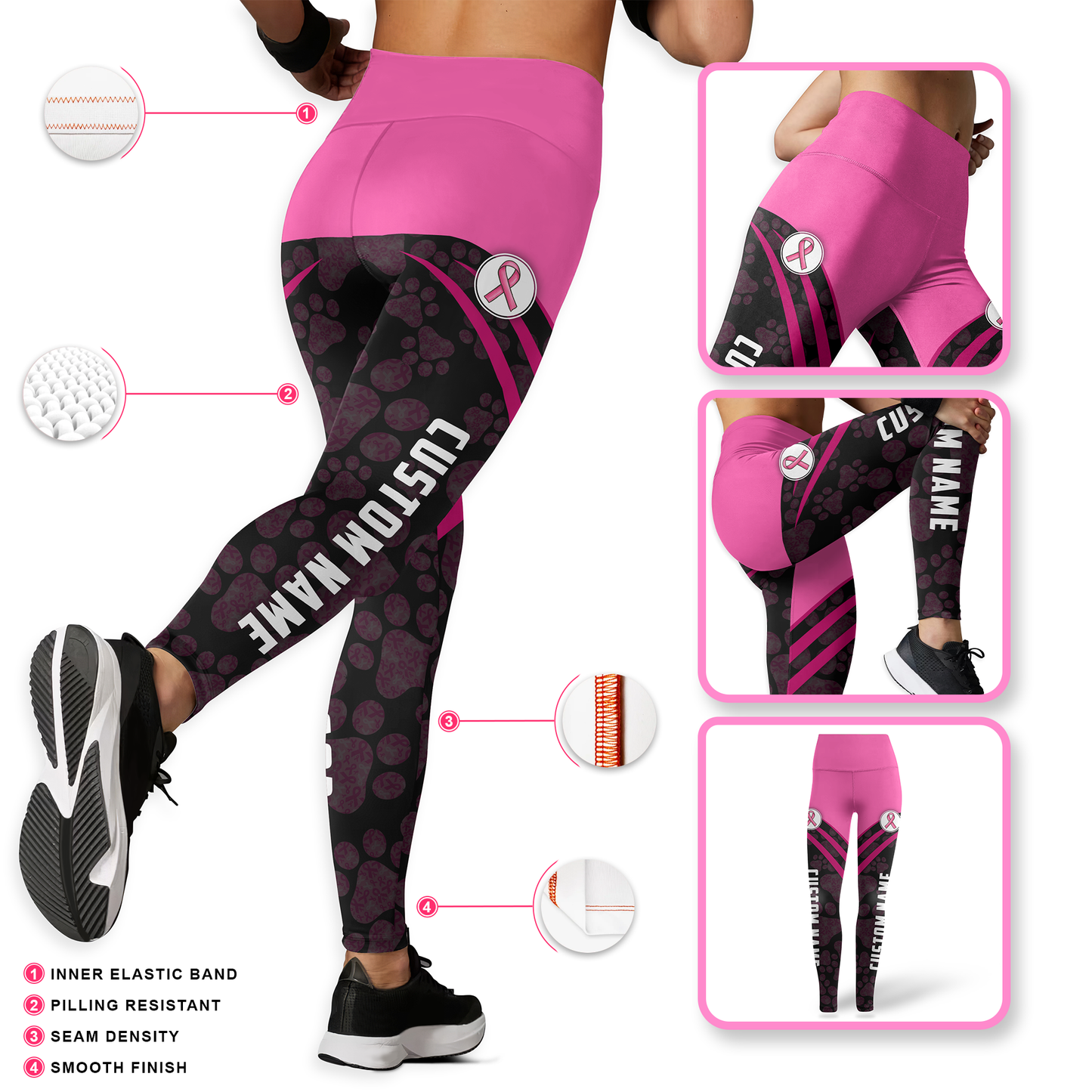 Personalized Real Bulldogs Wear Pink - Combo Legging Tanktop Breast Cancer Awareness