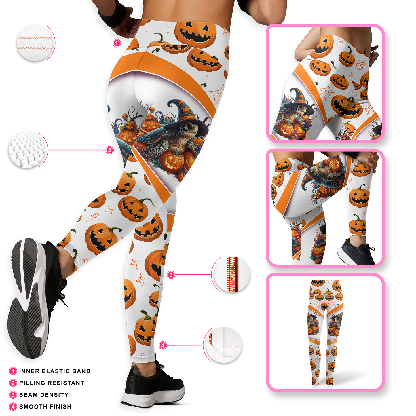 Personalized Turtle Halloween Outfit – Slow But Spooky Pumpkin Tank Top & Leggings Set, Custom Choo