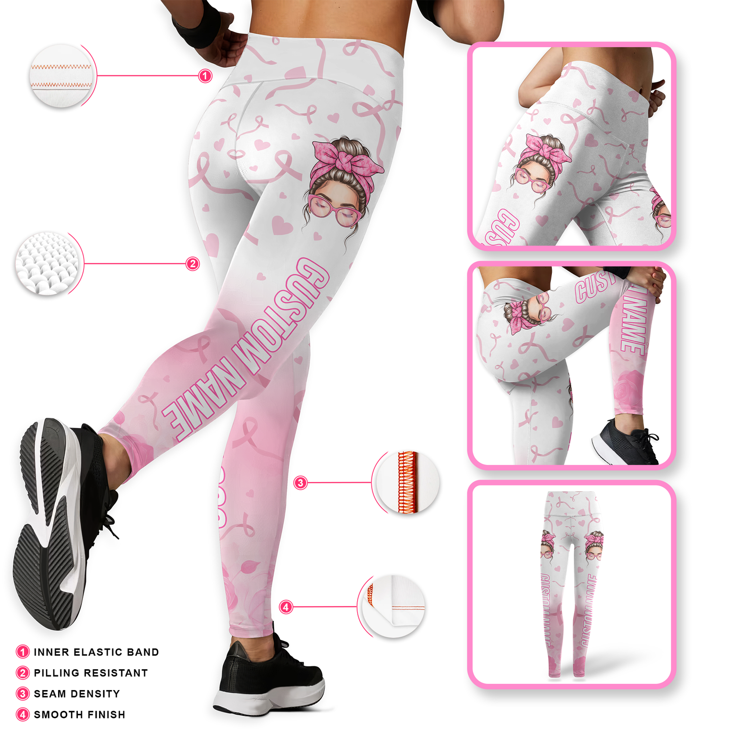 Personalized "Fight Like A Girl" Strong Woman Pink Bandana Leggings and Criss-Cross Tank Set