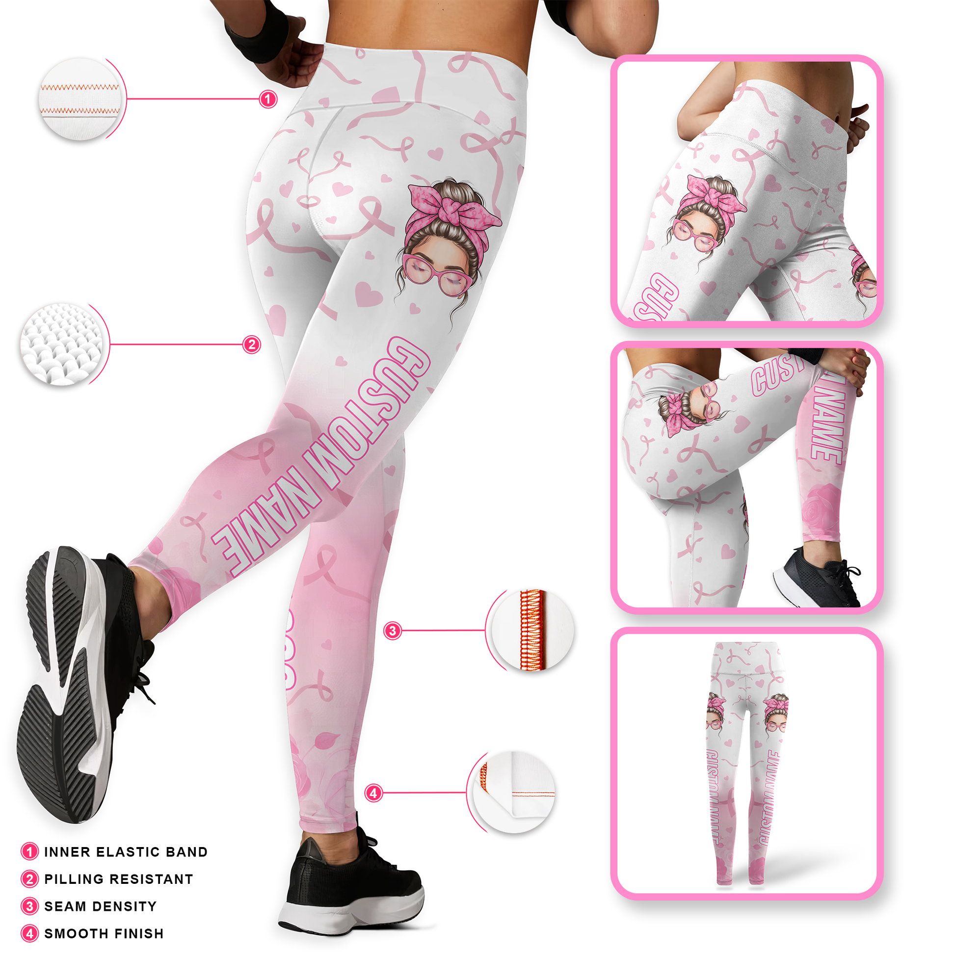 Personalized "Fight Like A Girl" Strong Woman Pink Bandana Leggings and Criss-Cross Tank Set, Custom Choo