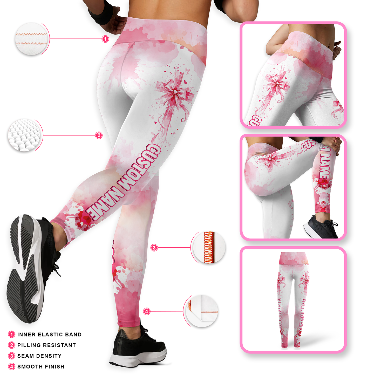 Personalized Breast Cancer Awareness Leggings and Hollow Tank Top Set, Custom Choo