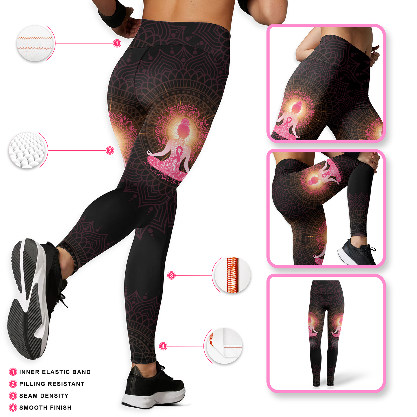 Custom Name Breast Cancer Awareness Outfit – Warrior Sunflower Yoga Girl Tank Top & Leggings Set