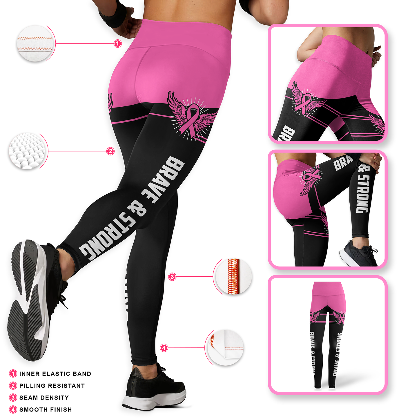 Personalized Breast Cancer Angel of Hope Leggings and Hollow Tank Set, Custom Choo