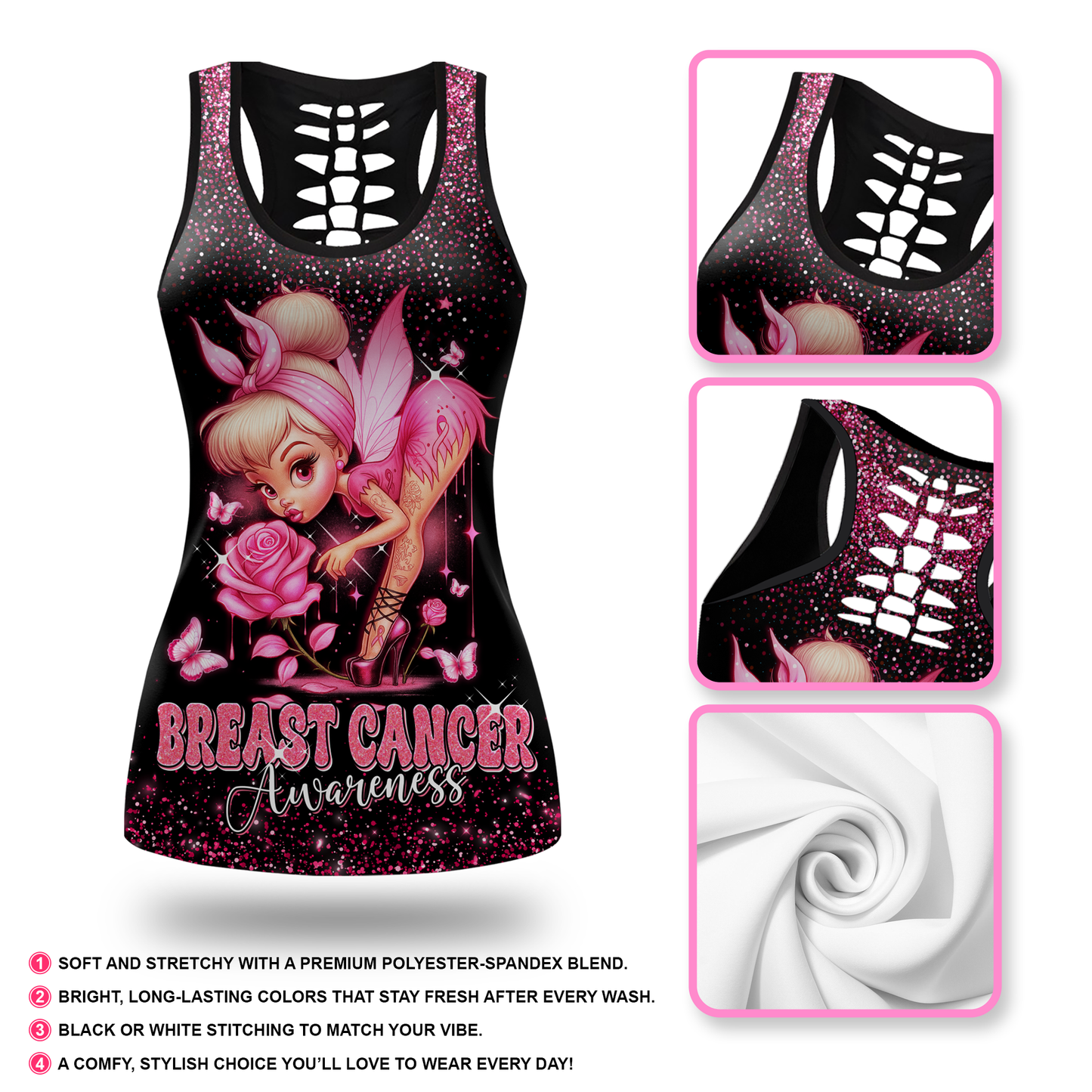 Pink Fairy Fight Like a Girl - Combo Legging Breast Cancer Awareness