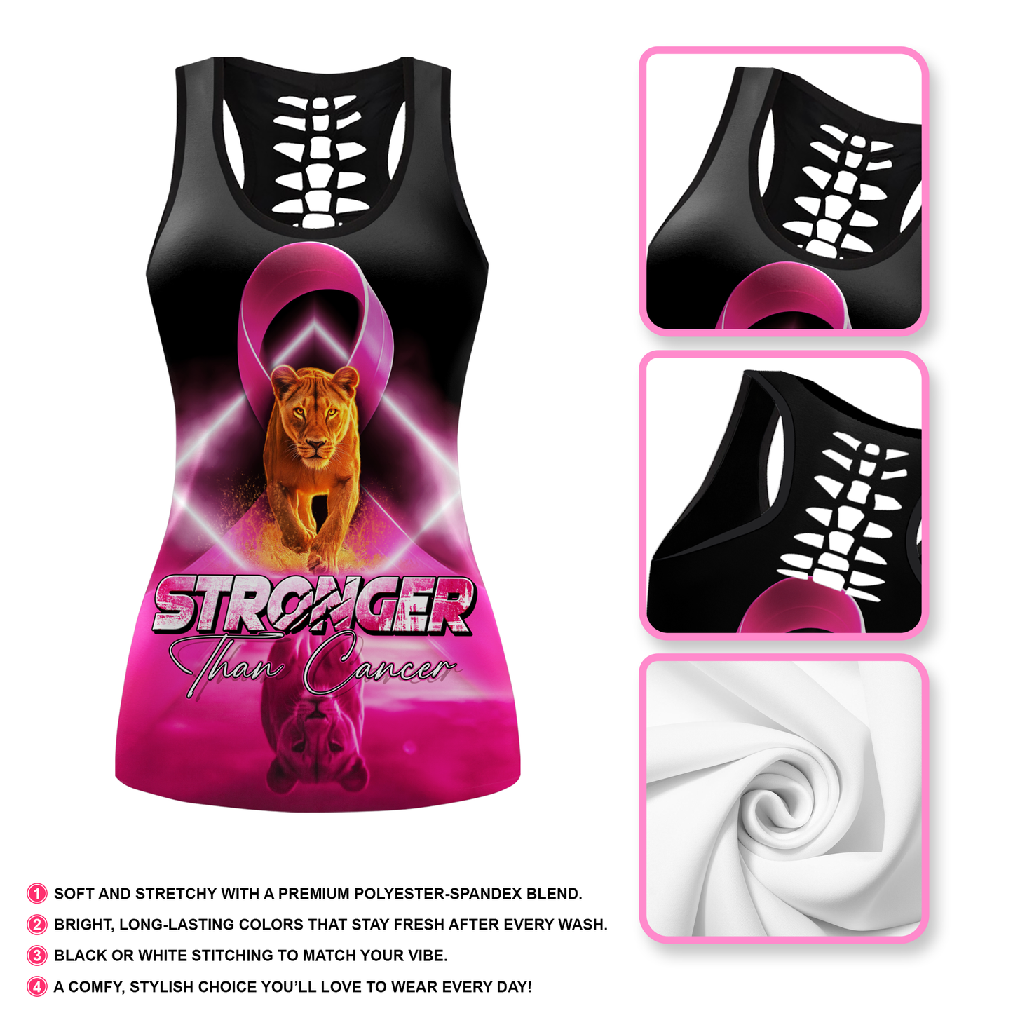 Stronger Than Cancer - Combo Legging Breast Cancer Awareness