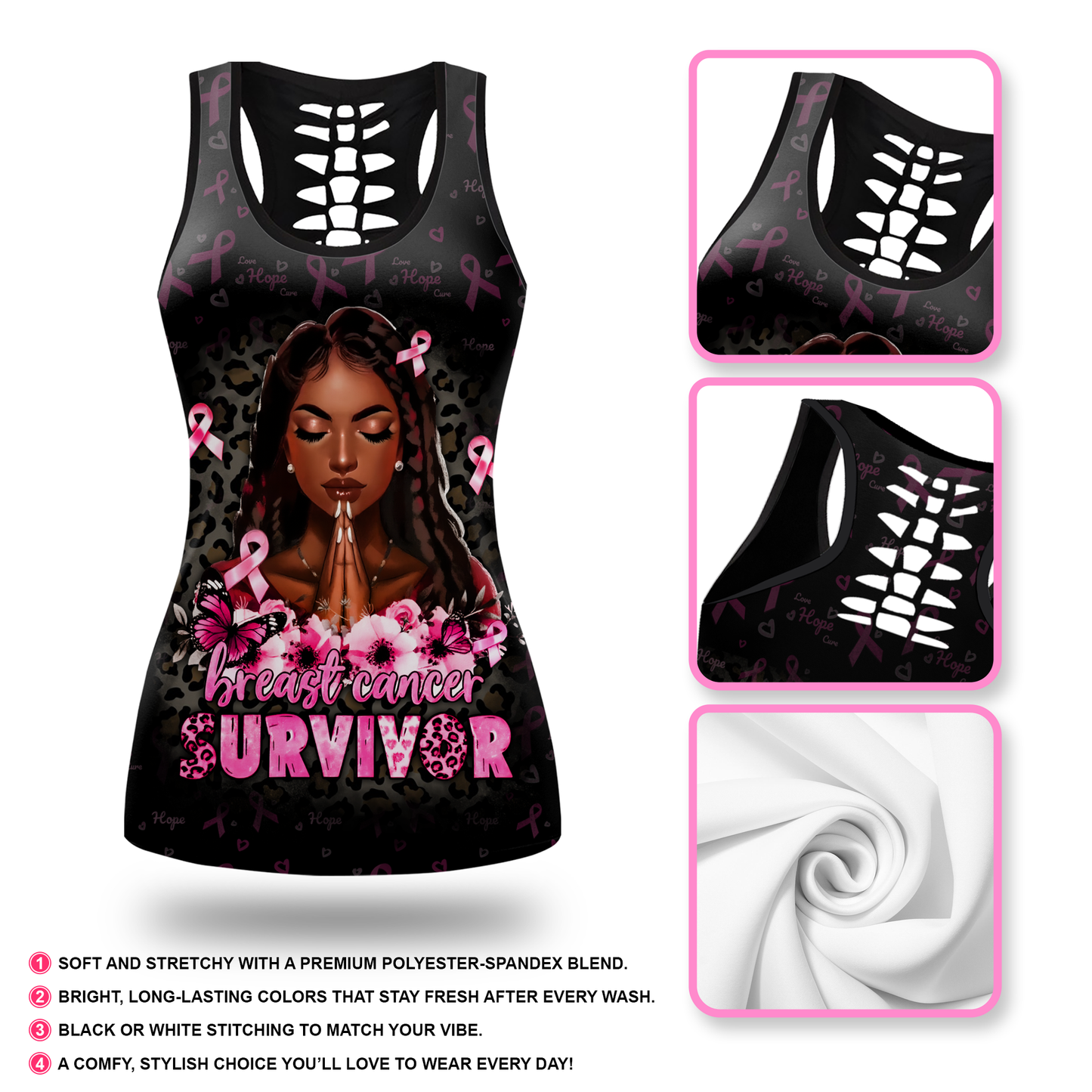 Personalized My God Is Stronger Than Cancer Awareness Combo Legging + Tanktop, Custom Choo