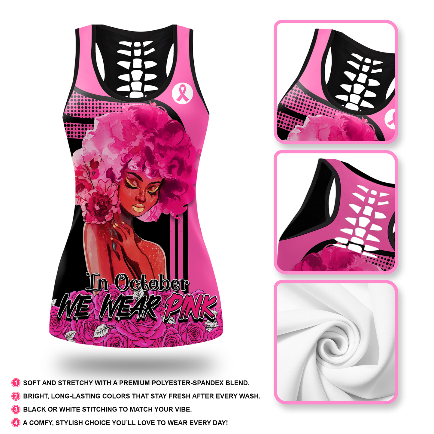 Breast Cancer Awareness Black Woman Art All-Over Print Outfit