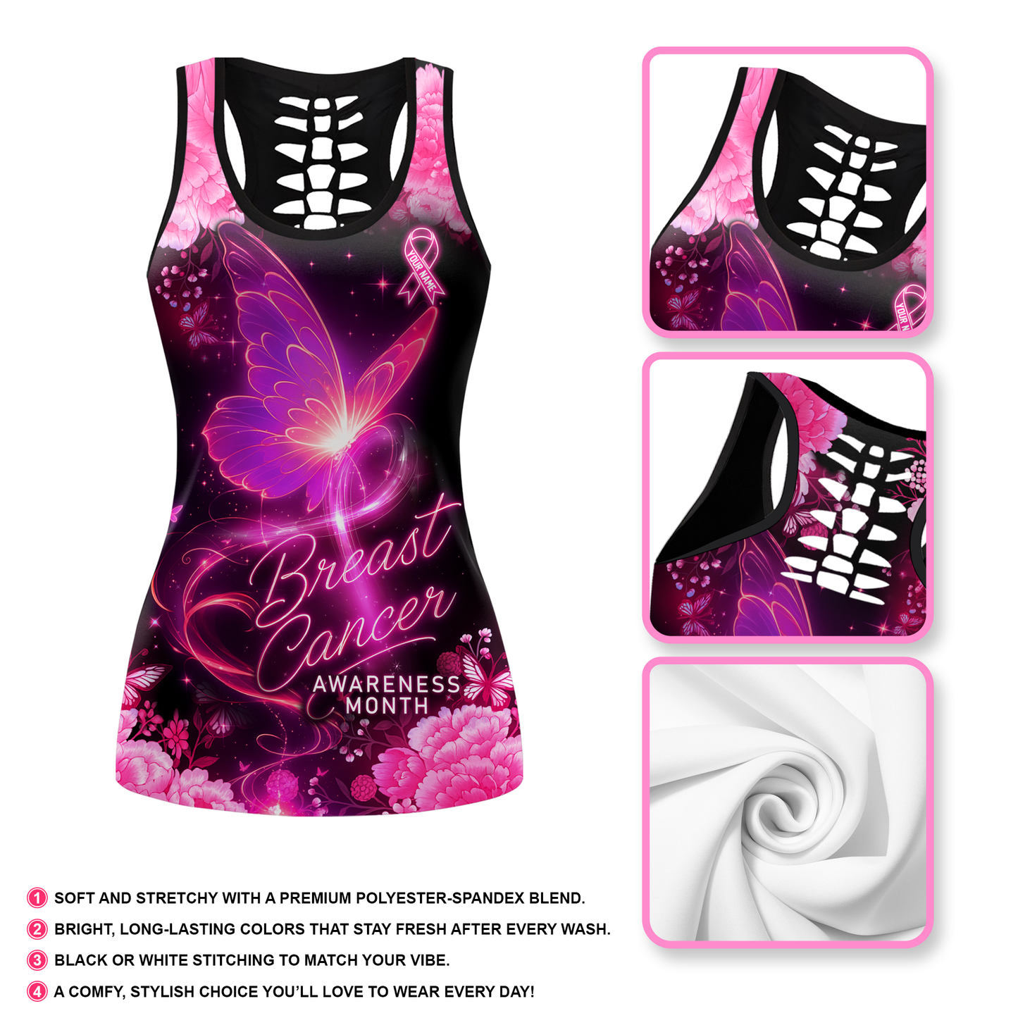 Pink Butterfly Ribbon of Hope - Combo Legging Tanktop Breast Cancer Awareness