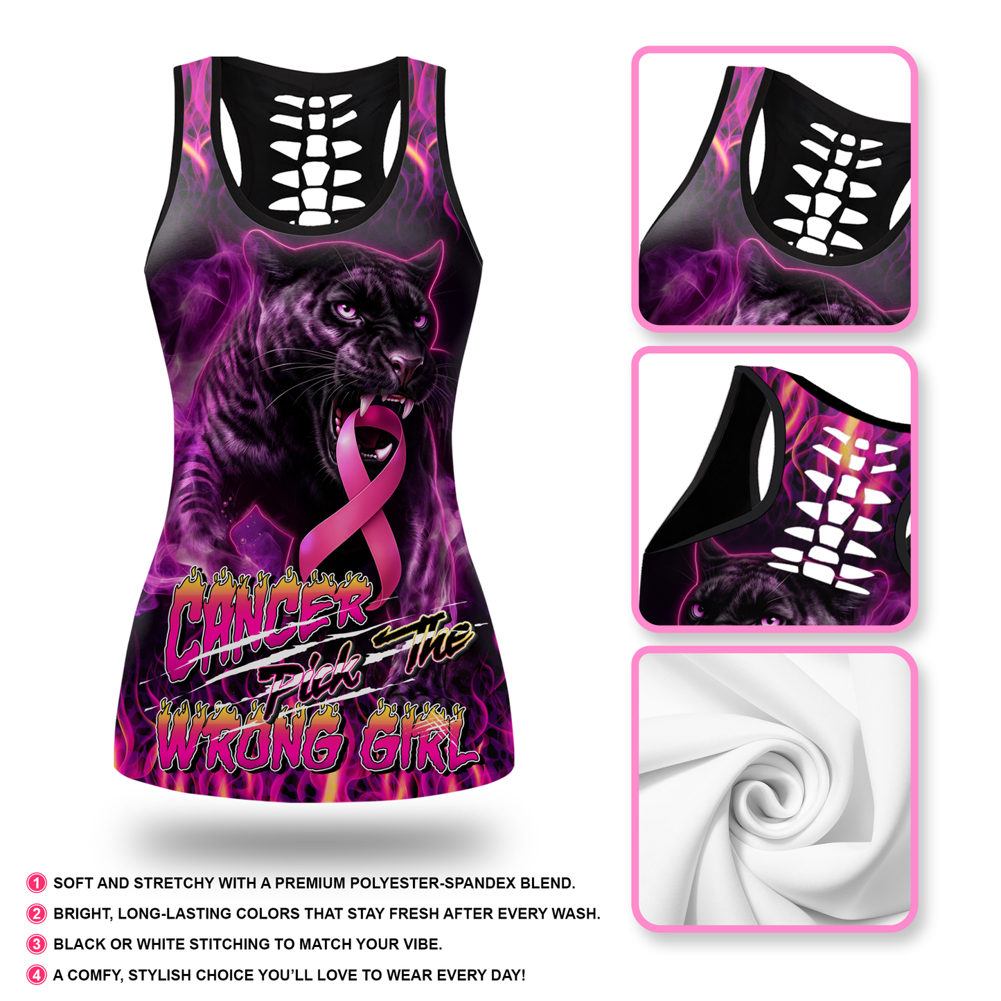 Personalized Cancer Pick The Wrong Girl - Combo Legging Tanktop Breast Cancer Awareness