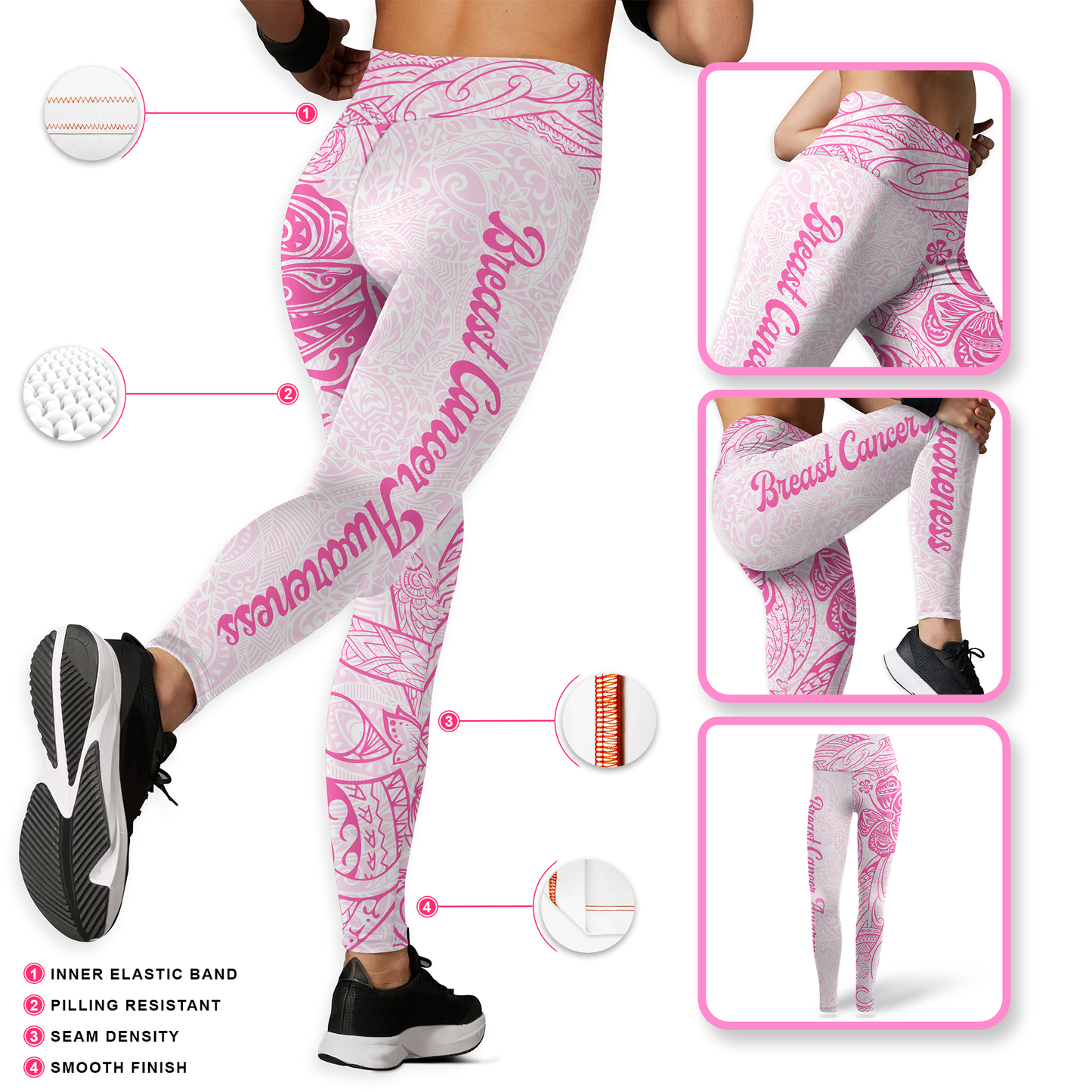 Custom Name Maori Pattern - Combo Legging Breast Cancer Awareness