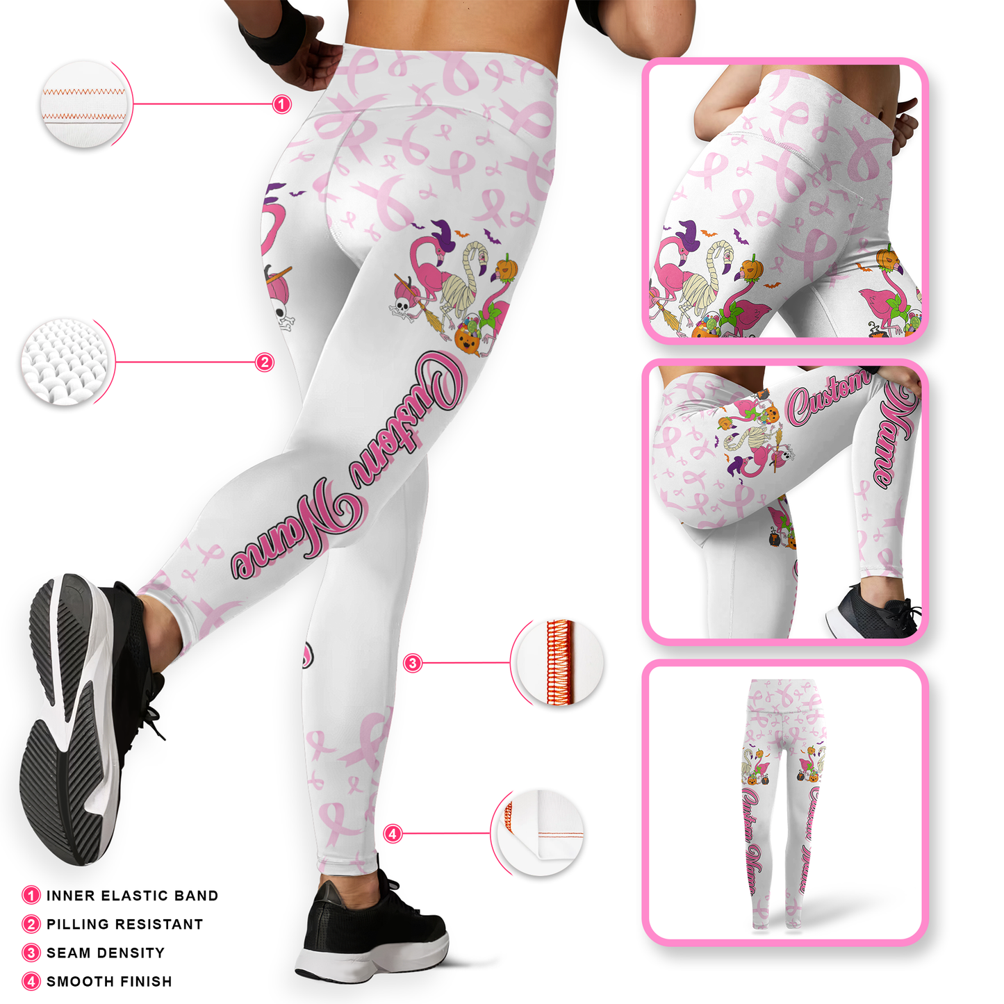 Spooky Flamingo Breast Cancer Awareness Outfit, Custom Choo