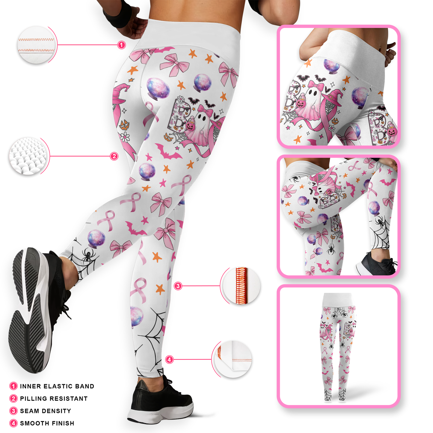 Pink Ribbon Ghost "Boo" Hollow Tank and Leggings Combo