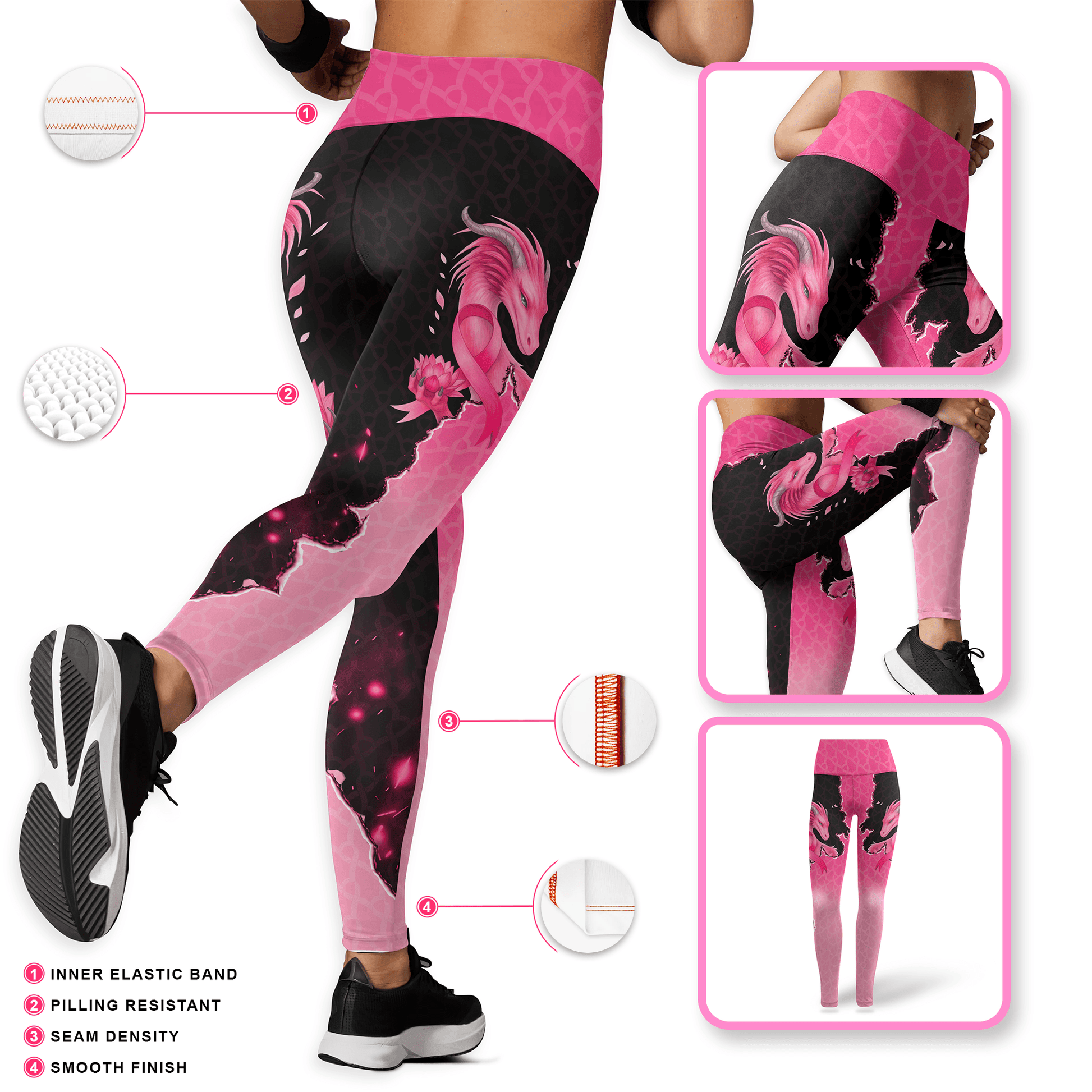 Personalized Faith Over Fear, Never Lost Hope -  Combo Legging Breast Cancer Awareness, Custom Choo
