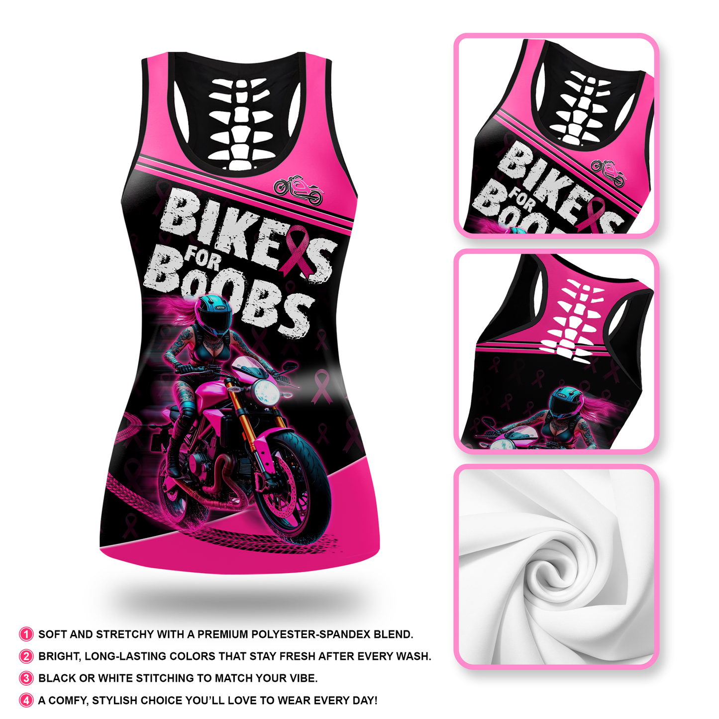 Personalized Bikes For Boobs Breast Cancer Awareness Combo Legging + Tanktop, Custom Choo