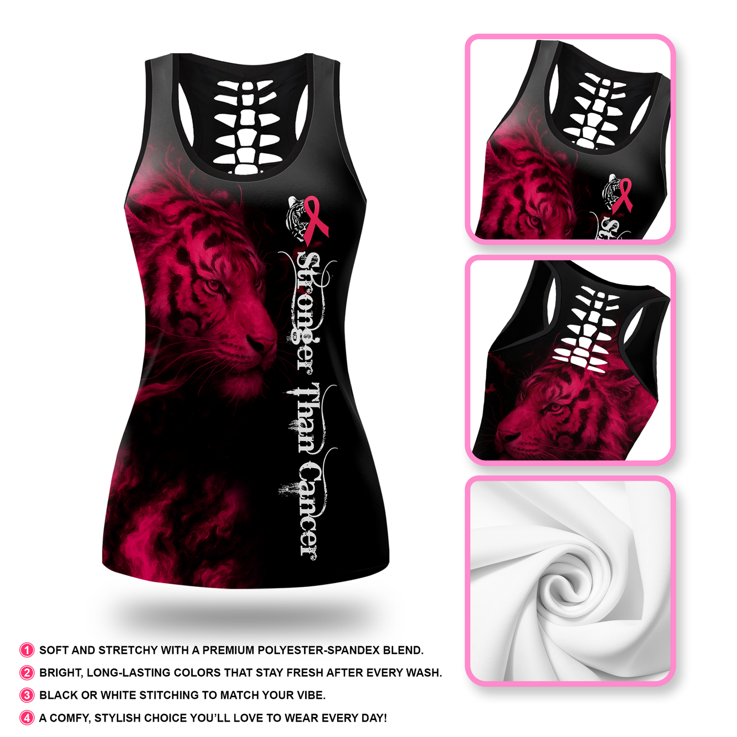 "Fierce Tiger Strength" Outfit - Breast Cancer Awareness, Custom Choo