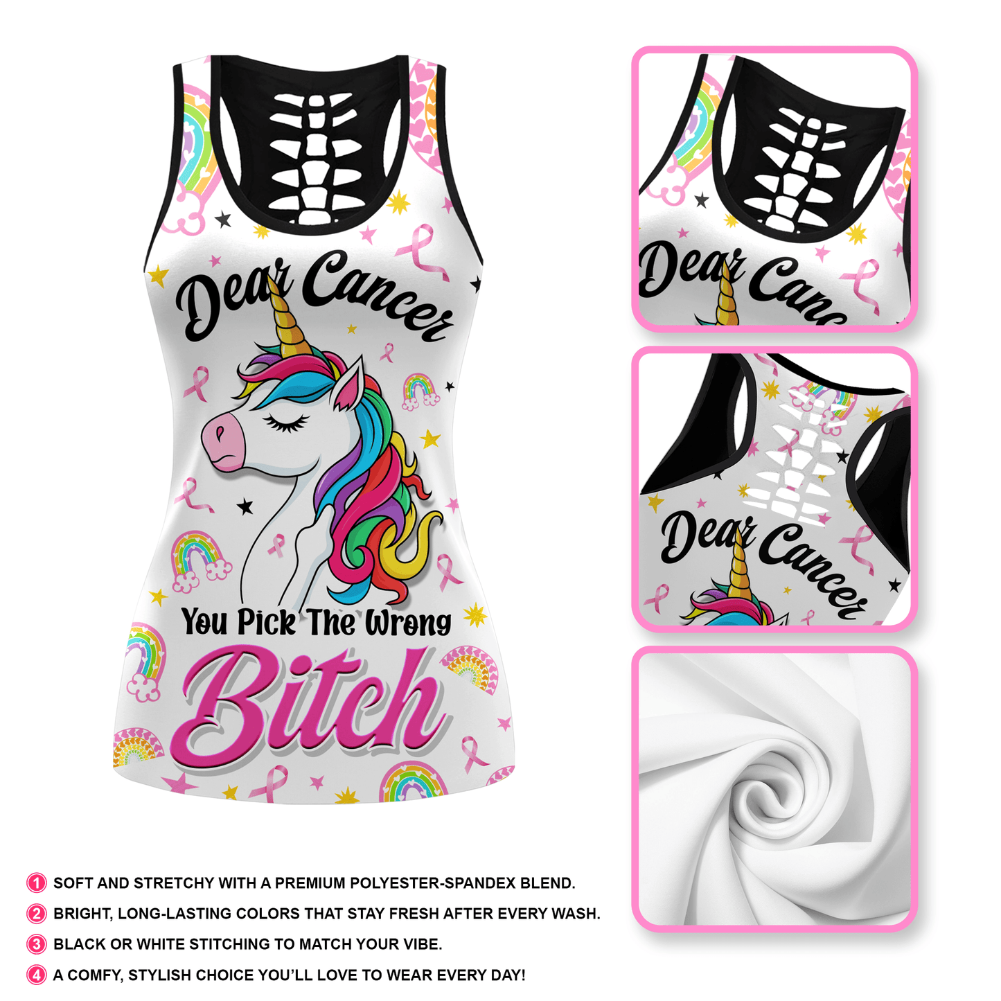 Dear Cancer, You Pick The Wrong Bitch - Combo Legging Breast Cancer Awareness