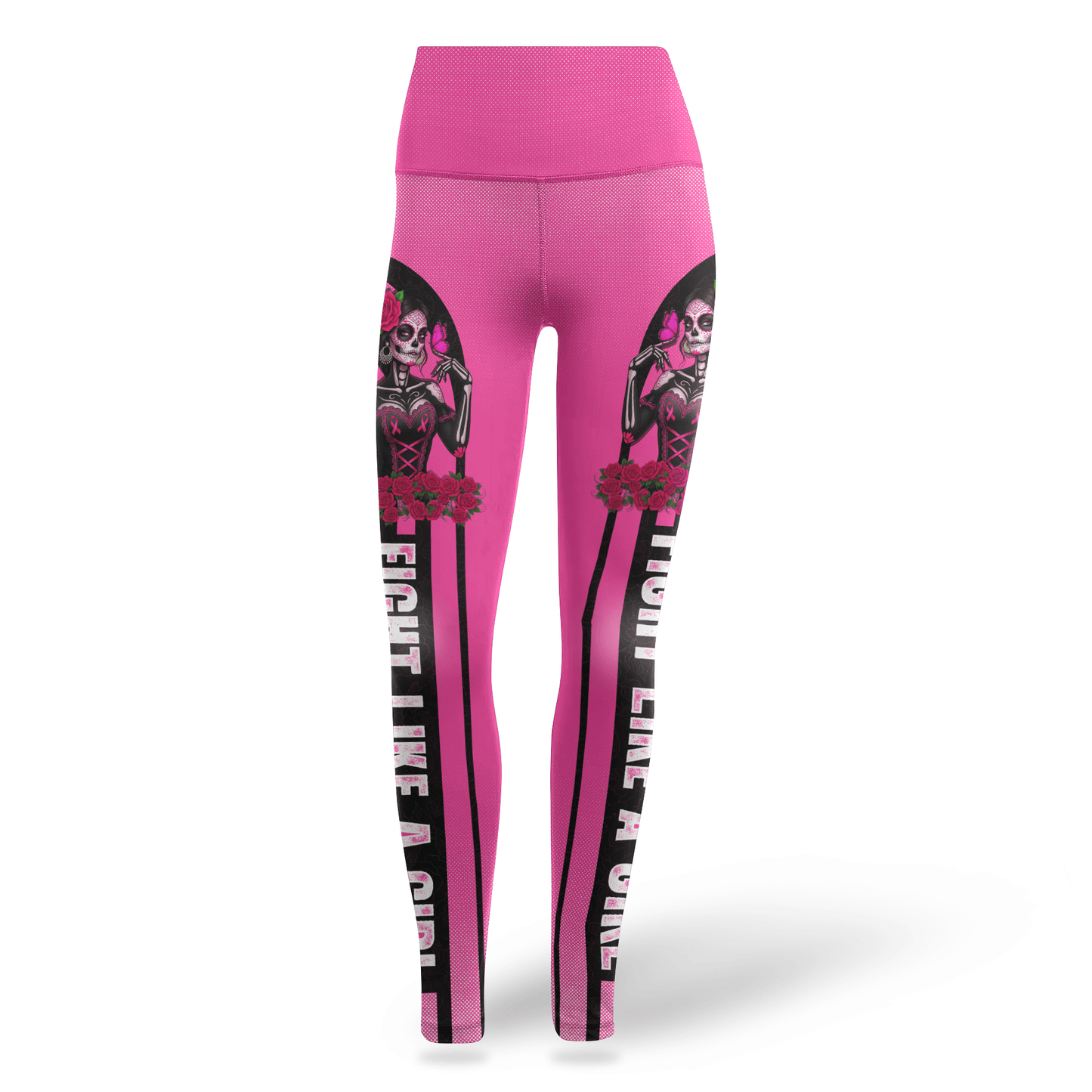 Sugar Skull Fight Like A Girl - Combo Legging Breast Cancer Awareness