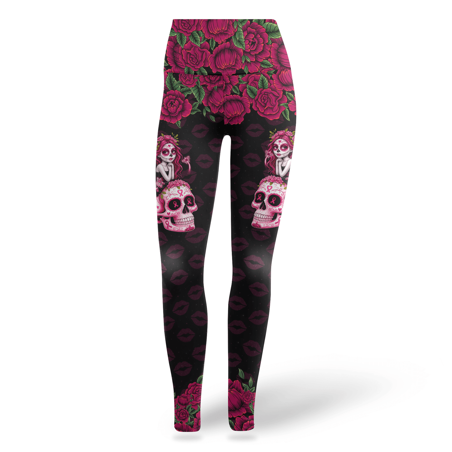 Fight Like A Girl Sugar Skull - Combo Legging Breast Cancer Awareness