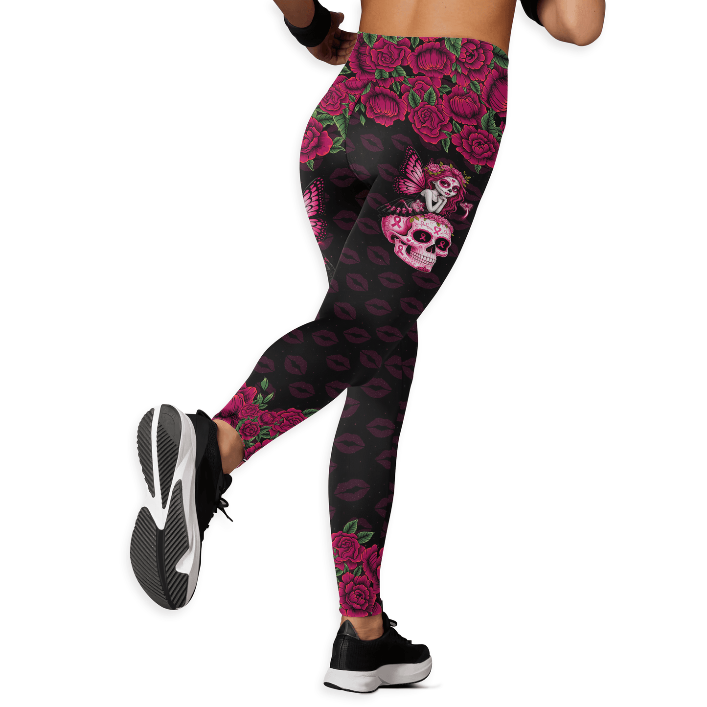 Fight Like A Girl Sugar Skull - Combo Legging Breast Cancer Awareness