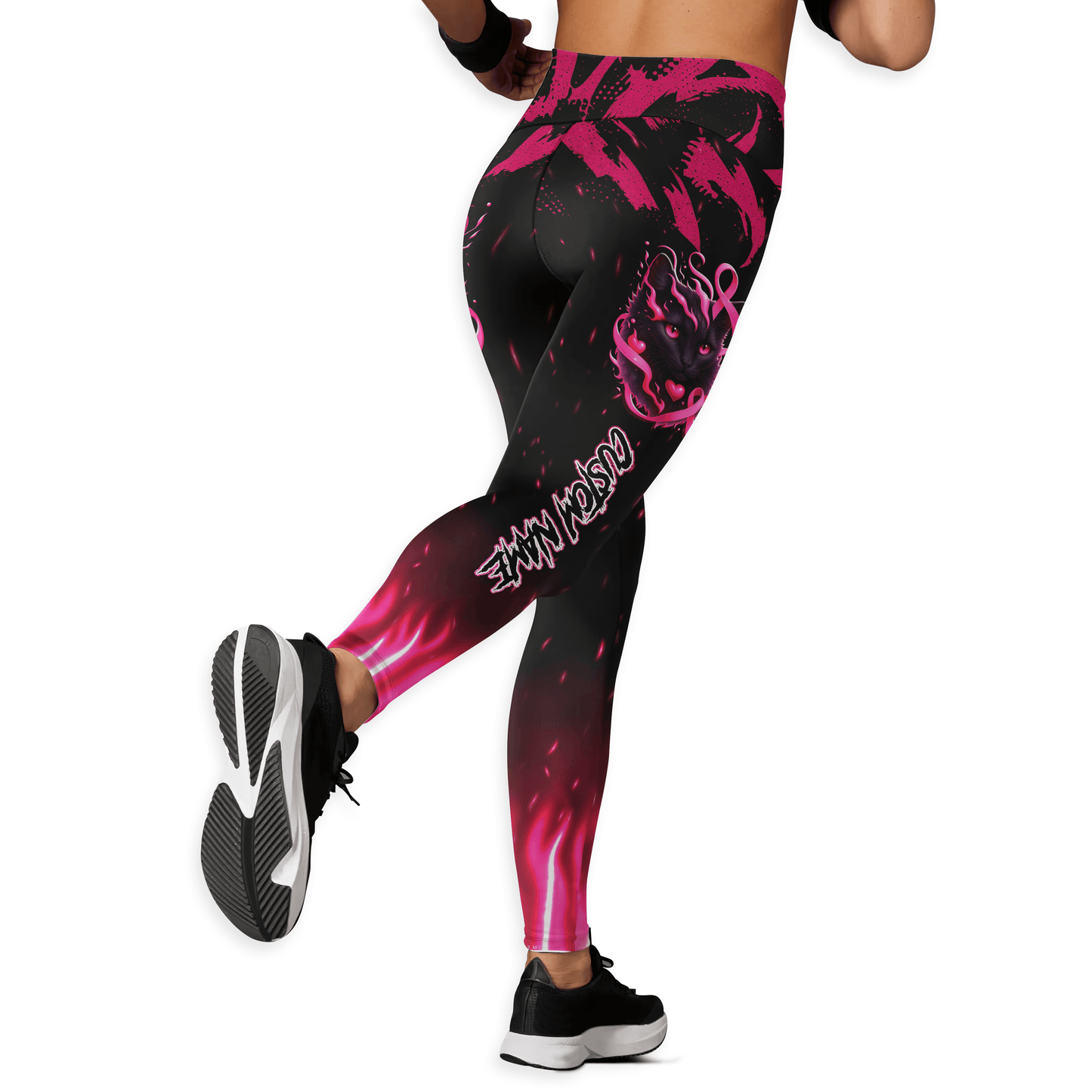 Personalized In October We Wear Pink Black Cat - Combo Legging Breast Cancer Awareness, Custom Choo