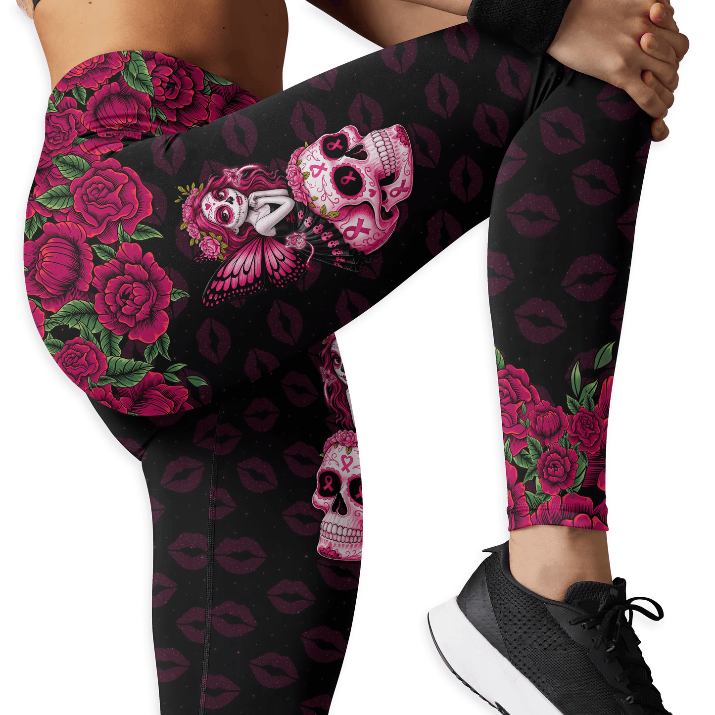 Fight Like A Girl Sugar Skull - Combo Legging Breast Cancer Awareness