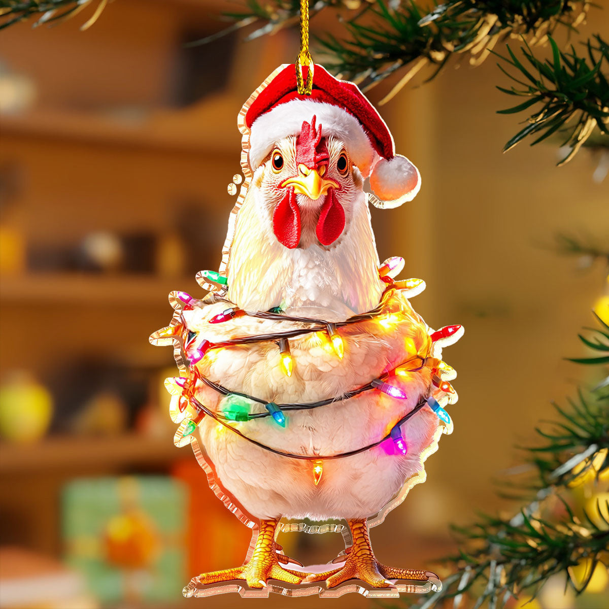 Bestchoo Acrylic Ornament Christmas Chicken