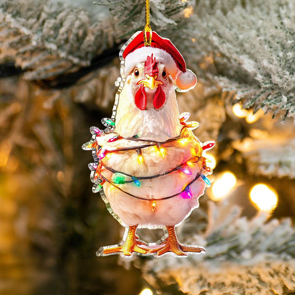 Bestchoo Acrylic Ornament Christmas Chicken